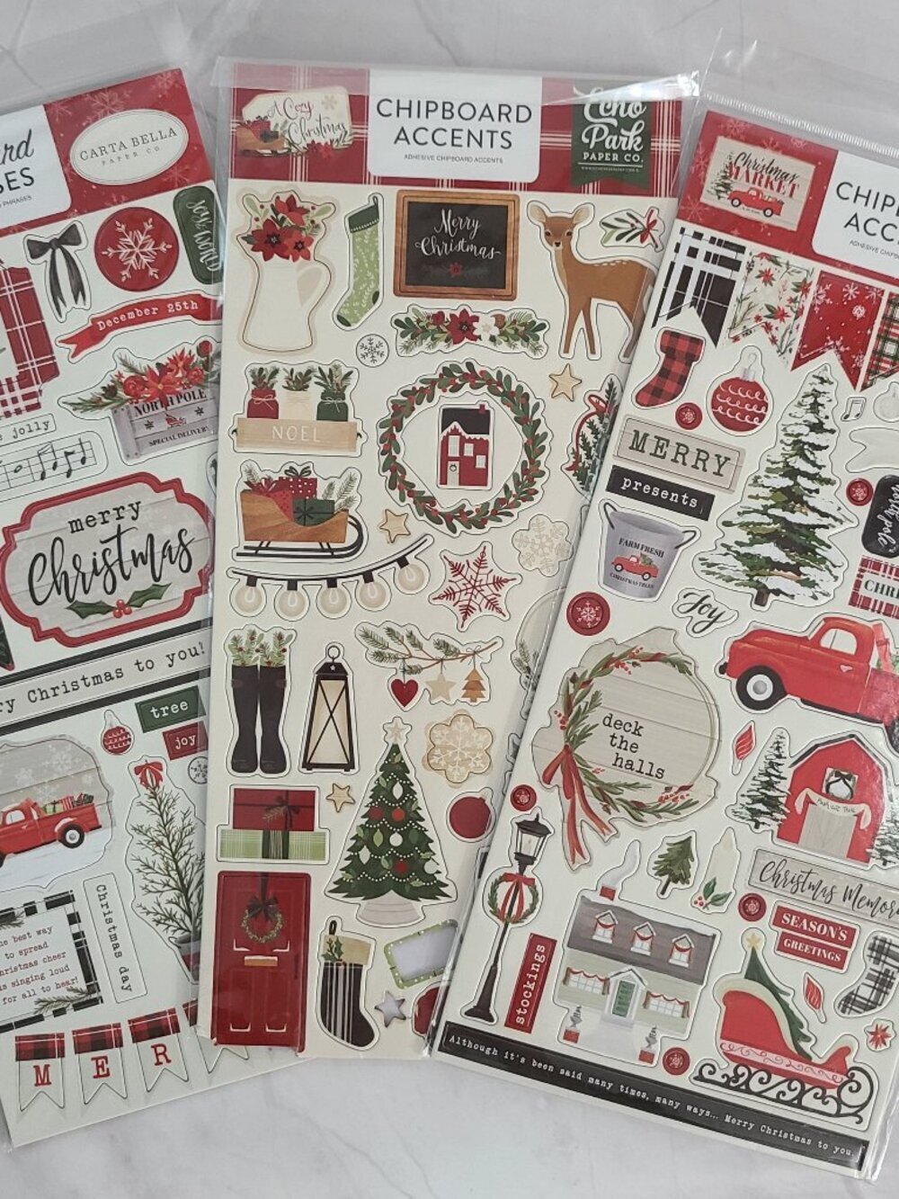 Carta Bella Chipboard Accents Christmas Market 6x12 - Lot of 3